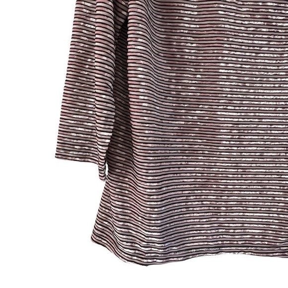 Jones New York Women's Striped Velvet Top‎ Long Sleeve Blouse XL Pink / Black - Picture 9 of 14